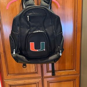 Black 19" laptop Backpack with University of Miami Logo